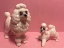 2~VINTAGE~Bone China~*WHITE FRENCH POODLES*~ Mom & Baby Dog~MADE IN JAPAN picture