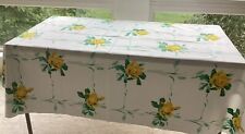 VINTAGE 50S BEAUTIFUL YELLOW ROSES & WHEAT SHEATHS TABLECLOTH COLLECTORS PCS EX. picture