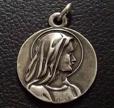 ITALY C1940´S ANTIQUE VIRGIN MARY SILVER CATHOLIC BEAUTY PENDANT, HIGH RELIEF picture
