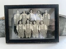Antique Vintage Girls Basketball Team Small Framed Original picture