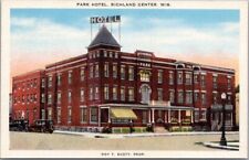 Richland Center, Wisconsin Postcard PARK HOTEL Street View - Kropp Linen c1940s picture