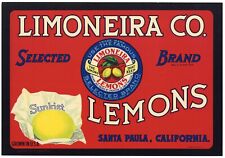 LIMONEIRA Brand, Santa Paula California *AN ORIGINAL LEMON CRATE LABEL* A47 wear picture