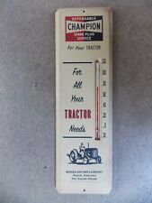VINTAGE 1950'S CHAMPION SPARK PLUG ADVERTISING THERMOMETER SIGN WORKS GAS OIL picture