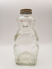 Vintage Snow Crest Beverages Glass Syrup Bear Bank Bottle Salem Mass 7” With Cap picture