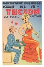 Man Smitten by SEXY LADY Important Business Keeps Me in TUCSON AZ ca1940 LINEN picture