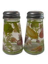 2 Pcs Set Glass Salt Pepper Shakers Vegetable Metal Lids Corn Mushroom Carrot picture