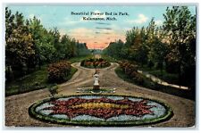 1911 Beautiful Flower Bed Park Fountain Kalamazoo Michigan MI Vintage Postcard picture