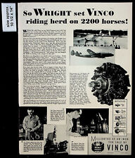 1944 Vinco Wright Set Engines Parts Engine Service Vintage Print Ad 38658 picture