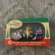 2016 Hallmark Nifty Fifties Keepsake Ornaments 3 Blown Glass Let Merry Moments picture