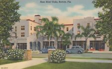 Bartow Florida New Hotel Oaks Exterior Old Cars Linen Postcard picture