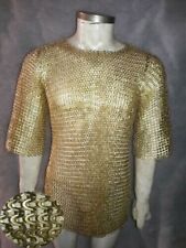 CHAIN MAIL SHIRT, GOLDEN ZINC PLATED FLAT RIVETED WITH WASHER ARMOUR SHIRT picture