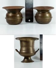 Miniature Spittoons Lot of 3 Brass Ashtray Tobacciana Cigarettes Cigar Collect picture