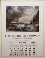 Sturgeon Bay & Sawyer, WI 1913 Advertising Calendar/11x14 Poster: Washburn Store picture