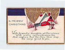 Postcard Winter Scene A Merry Christmas Embossed Card picture