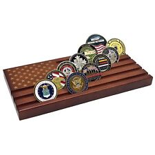 Challenge Coin Display Wooden Army Collectible Coins Holder 6 Row Display picture