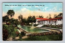 Kansas City MO-Missouri, Bathing Pool and Bath House Vintage Souvenir Postcard picture