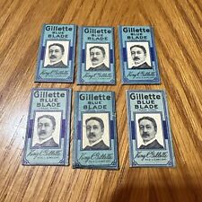 6 Vintage King Gillette Blue Blade Razor Single Blades In Packaging picture