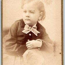 c1870s Havervill, Mass Cute Little Girl Bow Child CdV Photo Card Anderson MA H24 picture