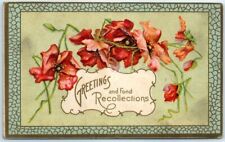 Postcard - Flowers Art Print - Greetings and Fond Recollections picture
