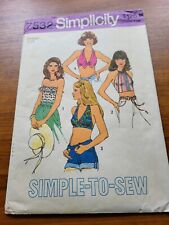 Vintage 1970s Simplicity 7532 Sewing Pattern Halter Tops Complete Sz Medium  picture