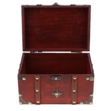 Treasure Chest Box Vintage Wooden Jewelry Storage Case Home Table Decor Gift picture