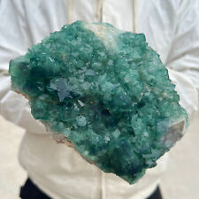 4lb Large NATURAL Green Cube FLUORITE Quartz Crystal Cluster Mineral Specimen picture