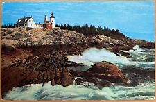 Bristol Maine Lighthouse Pemaquid Point Light Postcard c1960 picture
