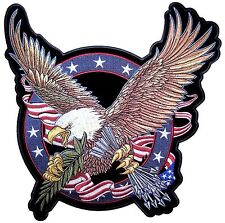 Large Patriotic American Flag Eagle Clutching Arrows Embroidered Biker Patch picture