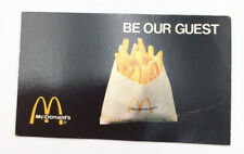 McDonald's BE OUR GUEST Promo Card Free French Fries Vintage 80s 90s NO VALUE picture