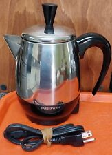 VINTAGE 2-8 CUP FARBERWARE STAINLESS ELECTRIC COFFEE POT. TESTED WORKS FAST picture