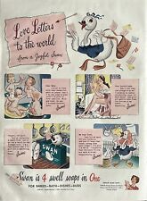 Vtg Print Ad 1944 Swan Soap Gracie Allen George Burns CBS Radio WW2 Retro Art picture