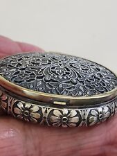 Vint. Powder & Rouge Compact w/Mirror & Silver Filigree Cover/SIDES # 1619 picture