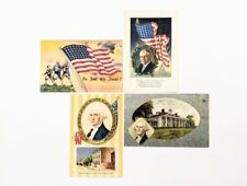 4 Antique Vintage Postcard Patriotic 4th of July Flag In God We Trust Washington picture