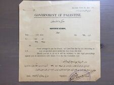 Rare Palestine Document Goverment Of Palestine, Notification, Haifa, 1925 picture