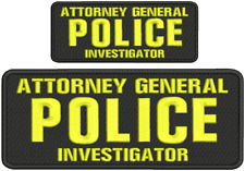 Attorney General Police INVESTIGATOR emb patch 4x10 & 2.5x6 hook on back yellow picture
