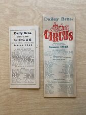 Lot of 2 Daily Dailey Bros Circus Season 1942 1943 Route Card Vintage Program picture