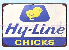 garage home decor Hy-Line Chicks Poultry Farm Chicken Feed metal tin sign picture