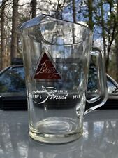 Vintage BLATZ Glass Beer pitcher Rare Lipped CURLED Rim HEAVY Milwaukee’s Finest picture