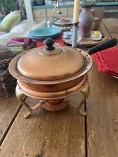 Vintage Copper & Brass Fondue Set, Pot and Stand picture