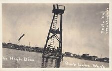 1910-30 AZO Real Photo Postcard RPPC Soap Lake Washington - The High Dive Exc. picture