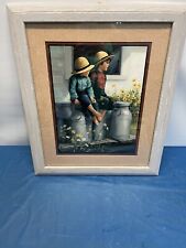 Vintage Home Interior Amish Boys . Waiting On Mama by Laurie Snow Hein 17x20 picture