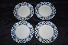 Vintage LOMONOSOV Cobalt Blue Gold Net 4 Dinner Plate Imperial Porcelain Russian picture