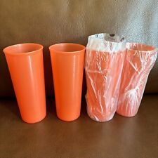Tupperware 6379  Set of 4 Tangerine 16oz Tumblers with White 4922 Lids NEW picture