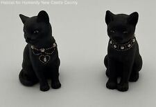 Lenox Ebony Elegance Euc Pearl, Gold Jewelled Collared Black Cats Figurine 3” picture