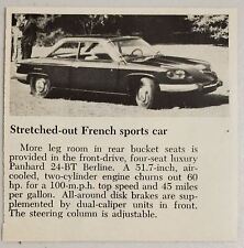 1965 Magazine Photo Panhard 24-BT Berline French Car 2 Cyl 60-hp 100 MPH picture