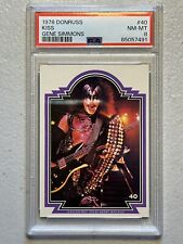 1978 DONRUSS KISS CARD #40 GENE SIMMONS PSA 8 NM-MINT LOW POP 18 ONLY 21 HIGHER picture