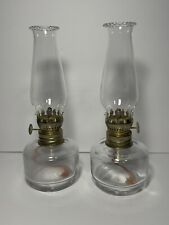 Pair of Vintage Lamplight Farms Clear Glass Mini Oil Lamps made in Austria picture