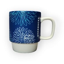 Starbucks 2016 Matte Blue Floral Stackable Nesting Coffee Mug Cup Mums / Dahlia picture