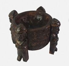 Unique Handcrafted Wooden Decorative Bowl Urli With Men Figurative Stand i71-803 picture