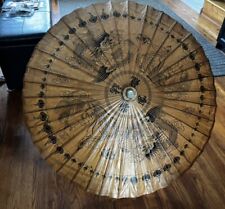 Japanese Bamboo Wooden Hand Painted Dragons umbrella 1940's picture